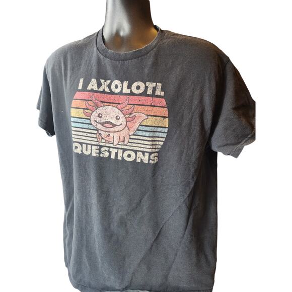 Axolotl Graphic TShirt Medium Vintage Style Pun Tee Humor Retro Rainbow Meme Y2K - Picture 3 of 11